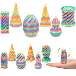 Guiqulai 6 Pack Impossible Cone, 3D Printed Spiral Cone Fidget Toys, Flexible Impossible Pyramid Passthrough Fidget Toys for Adults and Kids