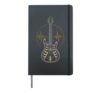 Guitar Skeleton Heartbeat Strings Guitarist Lover Gift Hardcover Journal, Black