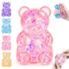 Gummy Bear Squishy Stress Bear Taba Squishy Toys Squeeze Fidget Toys for Stress Relief Sensory Stress Balls for Kids and Adults Birthday Gifts Party Favors Stocking Stuffers Class Prizes（Pink）