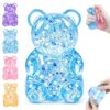 Gummy Bear Squishy Stress Bear Taba Squishy Toys Squeeze Fidget Toys for Stress Relief Sensory Stress Balls for Kids and Adults Birthday Gifts Party Favors Stocking Stuffers Class Prizes（Blue）
