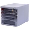 GUODDM 4-Tier Lockable Clear Drawer Filing Cabinet - A4 Plastic Document Organizer, For Office/Home, Desktop File Storage Box For Paper, Records & Supplies