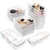 gusutide 15-Piece Expandable Drawer Organizer Set, Clear 2-Size Bins