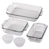 GUTGNK 7 Piece Glass Bakeware Set, High Borosilicate Heat Resistant Glass Baking Pans, Oven Microwave Dishwasher Safe Reusable Kitchen Bakeware Accessories for Baking Preparation and Household Storage