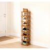 GXDDZM Vertical Shoe Rack - A high and Narrow Shoe Storage Unit for Small Spaces, Featuring 9 Layers of Bamboo Shelves, Suitable for Entrance, Closet, Corner, and Foyer.