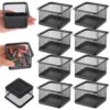 Gyctgav 8 Pack Paper Clip Holder, Stackable Paperclip Organizer for Desk, Black Metal Mesh Desk Accessories for Office Home, Binder Clip & Rubber Band Holder