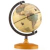 GYMAX 14cm World Globe, Desktop Earth Globes with Metal Stand and Wooden Base, Educational Rotating Globe for Home Office Classroom