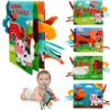 GZYFUVALW Baby Books 0-6 Months Infant Toys Sensory Toys with Tails, Stroller Soft Toys for Infant Baby 0-18 Months (Farm Animals)