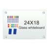 H-Qprobd White Board 24”x18“ Magnet Dry Erase Boards Frameless Magnetic Glass Whiteboard for Wall, Wall Mounted Whiteboard Includes 12 Magnets, 8 Markers and 2 Erasers