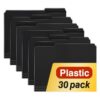 H4D 30 Pack Plastic File Folders, Poly Colored Folders, 1/3-Cut Tab, Black