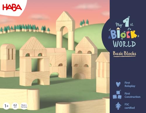 HABA My First Building Block World - Extra Many Building Blocks Set - Wooden Building Blocks from 1 Year in Colourful Colours & Shapes - Promotes Creativity & Motor Skills - 2014490001