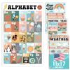 Hadley Designs 4 Alphabet, Months of the Year, Weather, Days of The Week Calendar For Kids, ABC Chart for Wall for Toddlers, Laminated Charts for PreK Classroom or Homeschool, Retro Posters 11x17