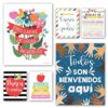 Hadley Designs 6 Spanish Classroom Decorations – Spanish Posters for Classroom, High School Decorations, Motivational Wall Art for Teachers and Students - Colorful Doodle Motivational Decor