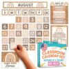 Hadley Designs Classroom Calendar Set Bulletin Board Decorations - Boho School Calendar for Classroom Decor, Kindergarten Preschool Elementary Teacher Must Haves, Homeschool & Daycare Essentials