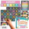 Hadley Designs Classroom Calendar Set Bulletin Board Decorations - Chalkboard School Calendar for Classroom Decor, Kindergarten Preschool Elementary Teacher Must Haves, Homeschool & Daycare Essentials