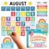 Hadley Designs Classroom Calendar Set Bulletin Board Decorations - Colorful School Calendar for Classroom Decor, Kindergarten Preschool Elementary Teacher Must Haves, Homeschool & Daycare Essentials
