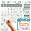 Hadley Designs Classroom Calendar Set Bulletin Board Decorations - Greenery School Calendar for Classroom Decor, Kindergarten Preschool Elementary Teacher Must Haves, Homeschool & Daycare Essentials