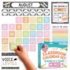 Hadley Designs Classroom Calendar Set Bulletin Board Decorations - Pastel School Calendar for Classroom Decor, Kindergarten Preschool Elementary Teacher Must Haves, Homeschool & Daycare Essentials