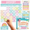 Hadley Designs Classroom Calendar Set Bulletin Board Decorations - Pastel School Calendar for Classroom Decor, Kindergarten Preschool Elementary Teacher Must Haves, Homeschool & Daycare Essentials