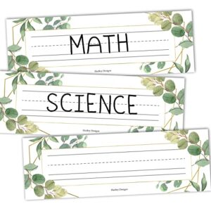Hadley Designs Desk Name Tags for Classroom - 25 Student Desk Name Plates for Classroom Decor, 9x3 Greenery Nametags Cubby Labels Teacher Supplies, 1st 2nd 3rd Grade Kindergarten Preschool Must Haves