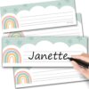 Hadley Designs Desk Name Tags for Classroom - 25 Student Desk Name Plates for Classroom Decor, 9x3 Rainbow Nametags Cubby Labels Teacher Supplies, 1st 2nd 3rd Grade Kindergarten Preschool Must Haves