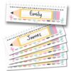 Hadley Designs Desk Name Tags for Classroom –36 Student Name Tags for Desks, 14.5x4.5 Name Plates for Classroom Decor, Teacher Supplies Pastel Nametags, 1st-3rd Grade Kindergarten Preschool Must Haves