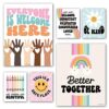 Hadley Designs Diversity Posters For Classroom Elementary –6 Inclusive Everyone Is Welcome Classroom Decor, Safe Space Sign Preschool Kindness Posters For Classrooms, Retro Multicultural Poster