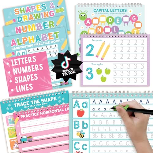 Hadley Designs Magic Grooved Writing Practice for Kids- Preschool Learning Activities, Letter Tracing for Kids Ages 3-5, Magic Book Handwriting Practice, Kindergarten Workbooks, Toddler Birthday Gift