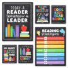 Hadley Designs Reading Posters for Classroom Elementary and Library Decor - 6 Reading Corner Decor for Classroom Decorations, Reading Strategies Library Posters, Chalkboard Bulletin Board Decorations