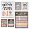 Hadley Designs Reading Posters for Classroom Elementary and Library Decor - 6 Reading Corner Decor for Classroom Decorations, Reading Strategies Library Posters, Farmhouse Bulletin Board Decorations