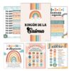 Hadley Designs Spanish Classroom Decorations - 6 Spanish Classroom Posters Elementary, Calm Down Corner Posters Español, Emociones Poster, Retro Afirmaciones Positivas Español Poster