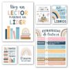 Hadley Designs Spanish Classroom Decorations – 6 Spanish Posters for High School, Decoración de Área para Salón de Lectura, Rincón de Lectura Decoración para Salón de Clases en Español, Boho Decor