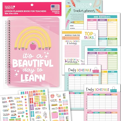 Hadley Designs Teacher Planner 2026-2027 Academic Year - Undated Teacher Lesson Planner Book for Teachers, Homeschool Planners 2026-2027, First Year Teachers Must Haves, Back to School Teaching Gifts