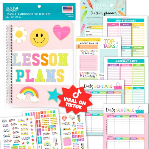 Hadley Designs Teacher Planner 2026-2027 Academic Year - Undated Teacher Lesson Planner Book for Teachers, Homeschool Planners 2026-2027, First Year Teachers Must Haves, Back to School Teaching Gifts