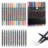 Hadnves 12 Pcs Glitter Markers Pens Dual Tip Glitter Brush Pens 24 Colors Smooth Quick Dry Paint Pen for Cards DIY Crafts Doodle Journaling Writing Coloring Scrapbooking Card Making Art Supplies