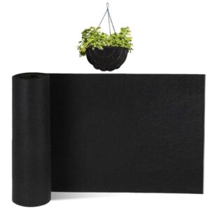 Hahafelt 1 Roll 12x120 Inch Felt Liner Roll Fabric Planter Natural Coconut Non Woven Black Liner Sheets Plant Potting for Garden Planters Flower Basket Animal Pets