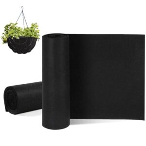 Hahafelt 2 Rolls 16x80 Inch Felt Liner Roll Fabric Planter Natural Coconut Non Woven Black Liner Sheets Plant Potting for Garden Planters Flower Basket Animal Pets