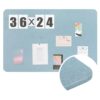 Hahafelt 36"x 24"Linen Fabric Bulletin Board Pinboard for Walls Display Frameless Pinboard Display Notice Memory Board for Office Home Walls Kitchen Easy to Install(Water Blue)