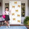 Hahafelt Classroom Door Cover 71 x 35 Inch Composition Notebook Classroom Decor Back to School Door Decoration First Day of School Backdrop for Wall Porch Sign Decor(Pencil Bow)