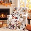 Hahafelt Thanksgiving Pumpkin Throw Blanket Ultra Soft Fleece Blanket for Bed and Couch Cozy Holiday Theme Throw Warm Decoration, 50 x 60 Inches