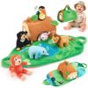 hahaland Baby Toys 6-12 Months, Jungle Plush Animal Set with Sounds & Words