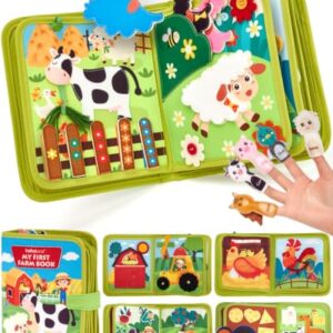 hahaland Busy Book for Toddlers 1-3 - Montessori Toys Busy Board for 1 Year Old Boy Gifts Girl Toys Educational Learning Quiet Activity Books Toddler Travel Toys for One Year Old Birthday Gift