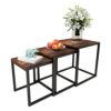 HAHRIR Nesting Coffee Table Set of 3, Stacking Metal Side Tables, Brown