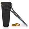 Hair Cutting Scissors - 6.5” Professional Hair Scissors For Men and Women High Carbon Stainless Steel With Serrated Blade And Leather Bag - Barber Scissors - Salon Hair Shears, Haircut Scissors