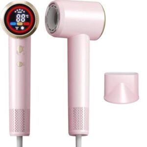 Hair Dryer, High-Speed Ionic Blow Dryer with Diffuser, 150,000 RPM Brushless Motor Blow Dryer for Fast Drying & 500M Negative Ionic Frizz Control, Low Noise Hair Dryers for Women Home Travel（Pink）