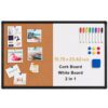 Haitebe Cork Board White Board Combo, 15.75 x 23.62 inch, Black Framed
