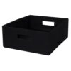 Half Size Fabric Storage Bin with Handles, Black