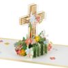 Hallmark Signature Paper Wonder Religious Pop Up Card (Cross with Flowers) for Birthdays, Baptisms, Confirmations
