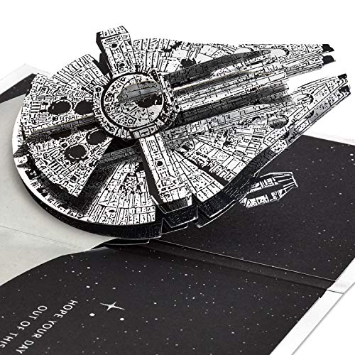 Hallmark Star Wars Father's Day Pop Up Card (3D Millennium Falcon, May the 4th) for Dad, Husband, Son, Star Wars Fan, Birthday Card for Him