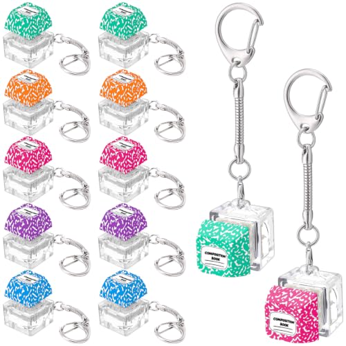 Halloscume 10 Pcs Silent Keyboard Fidget Clicker Toy Keychain Bulk, Student Teacher Composition Book Stress Relief Clickers Gifts for School Office Party Favors Classroom Prizes (Deep Series)