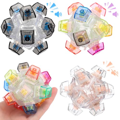 Halloscume 3 Pcs Adult Keyboard Fidget Clicker Toy, Clicky, Creamy & Silent Keyboard Fidget Keychain Cube Mechanical Key Button Clicker Stress Relief Gift for Office Home Pass Time